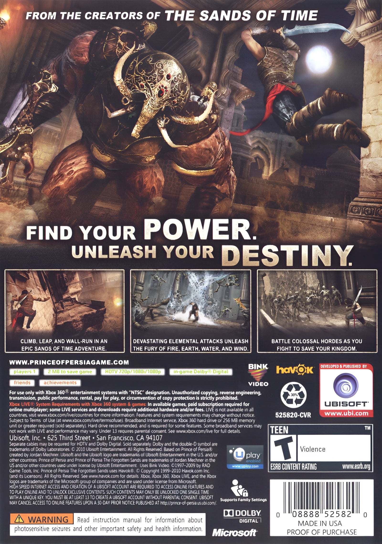 Prince of Persia: The Forgotten Sands Xbox 360 - Video Game - Used - CaveGamers - Image 2