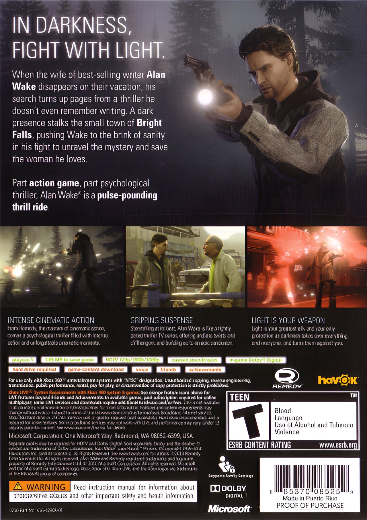 Alan Wake Xbox 360 - Video Game - Used - CaveGamers - Image 2