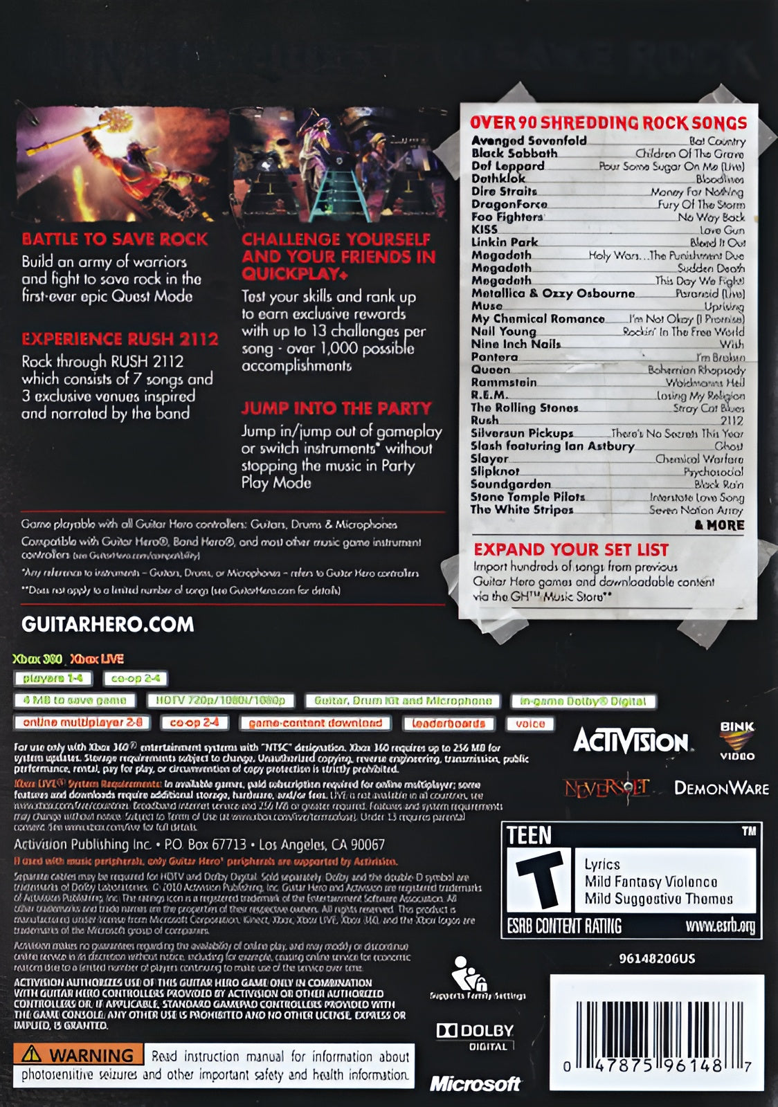Guitar Hero: Warriors of Rock Xbox 360 - Video Game - Used - CaveGamers - Image 2