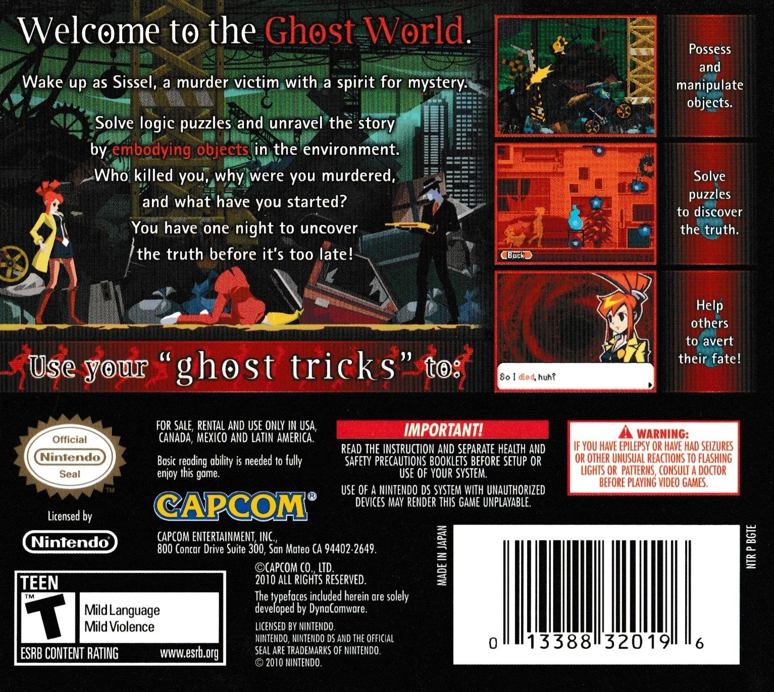 Ghost Trick: Phantom Detective DS - Video Game - Used - CaveGamers - Image 2