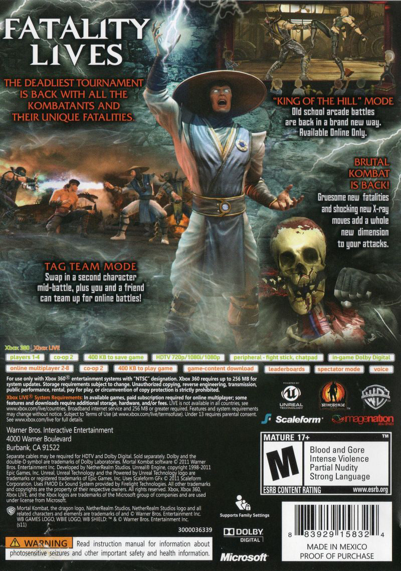 Mortal Kombat Xbox 360 - Video Game - Used - CaveGamers - Image 2