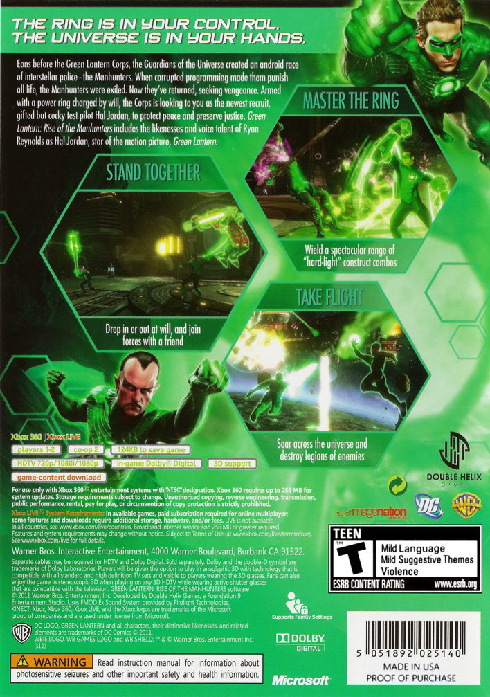 Green Lantern: Rise of the Manhunters Xbox 360 - Video Game - Used - CaveGamers - Image 2