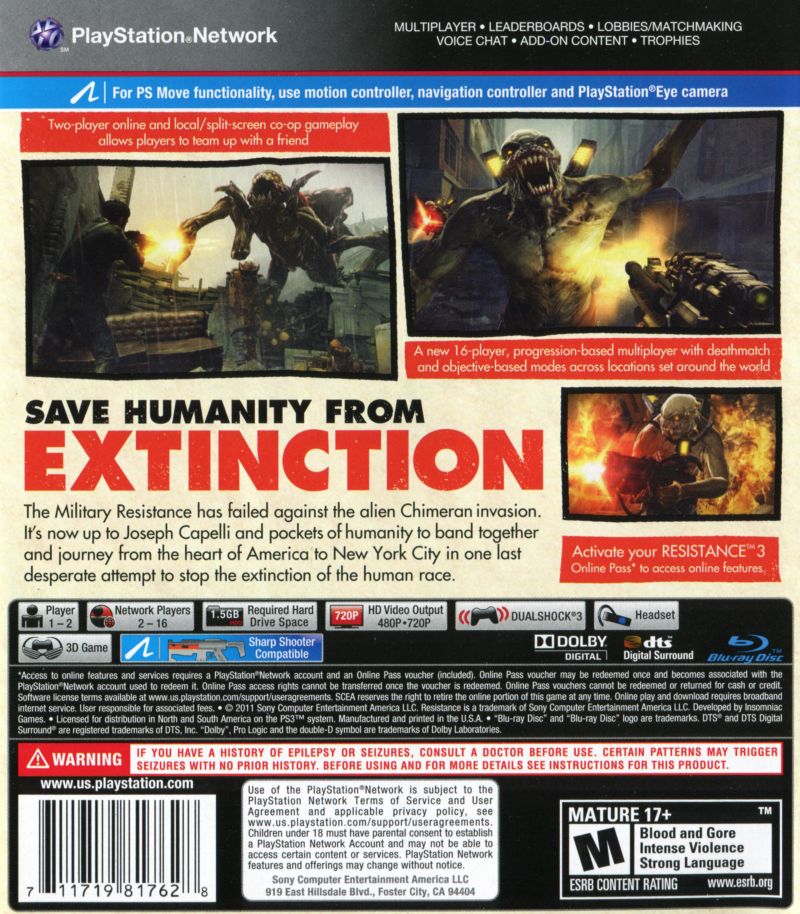 Resistance 3 PS3 - Video Game - Used - CaveGamers - Image 2
