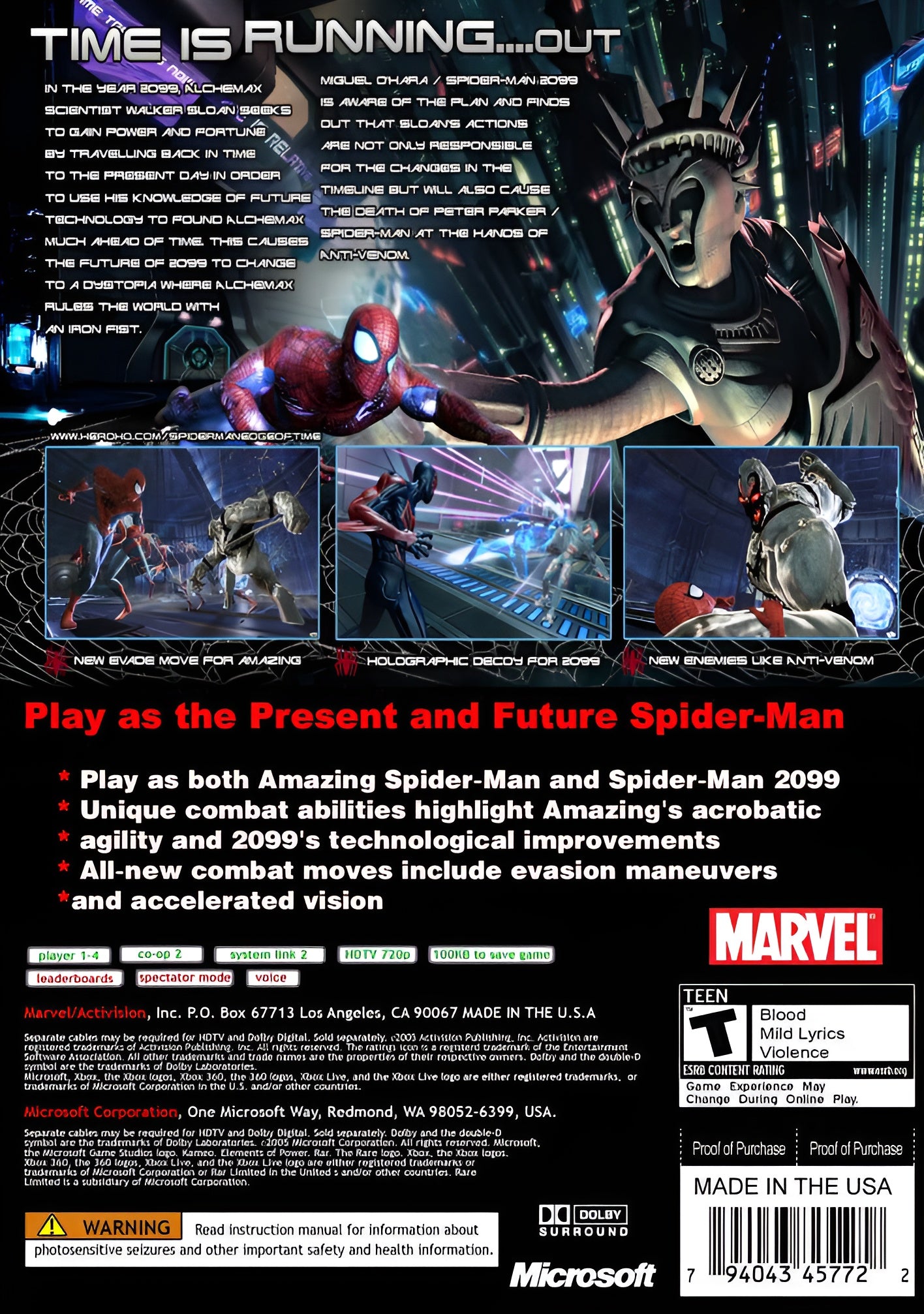Spiderman: Xbox 360 - Video Game - Used - CaveGamers - Image 2