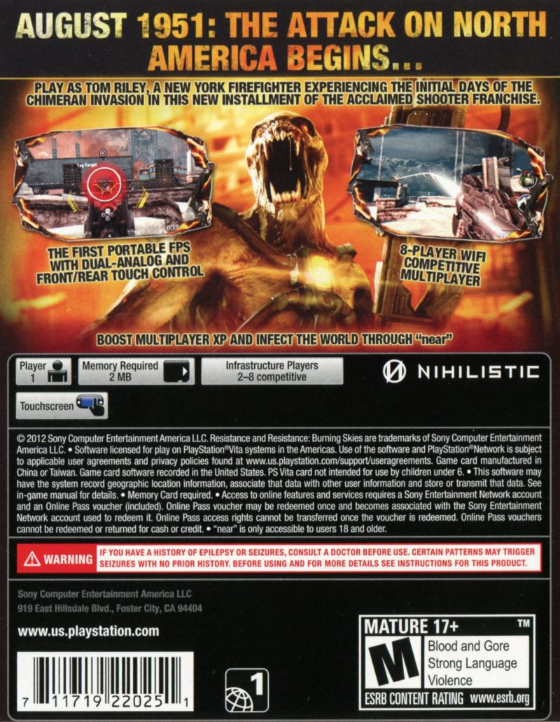 Resistance: Burning Skies PSV - Video Game - Used - CaveGamers - Image 2