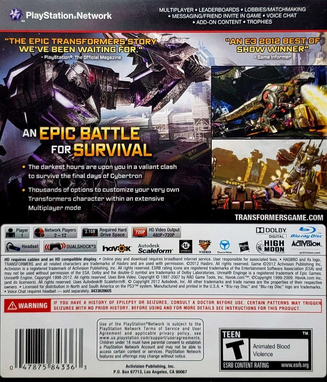 Transformers: Fall Of Cybertron PS3 - Video Game - Used - CaveGamers - Image 2