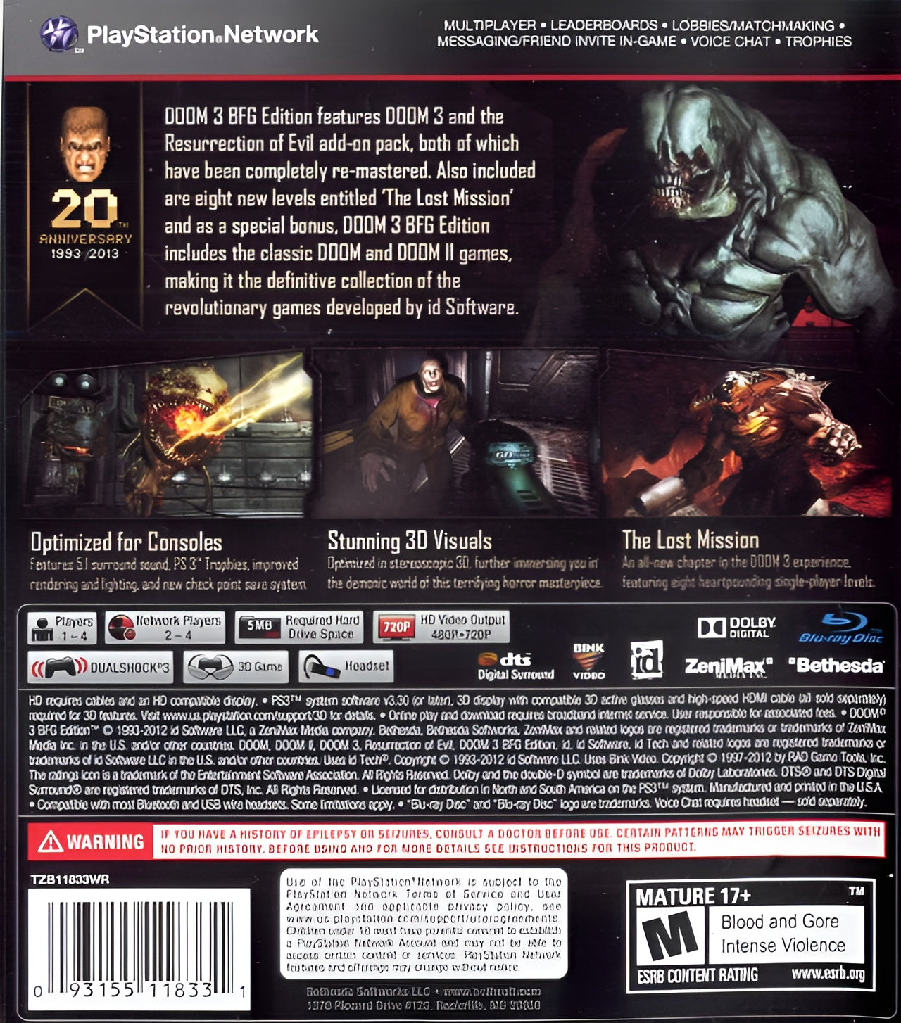 Doom 3 BFG Edition PS3 - Video Game - Used - CaveGamers - Image 2