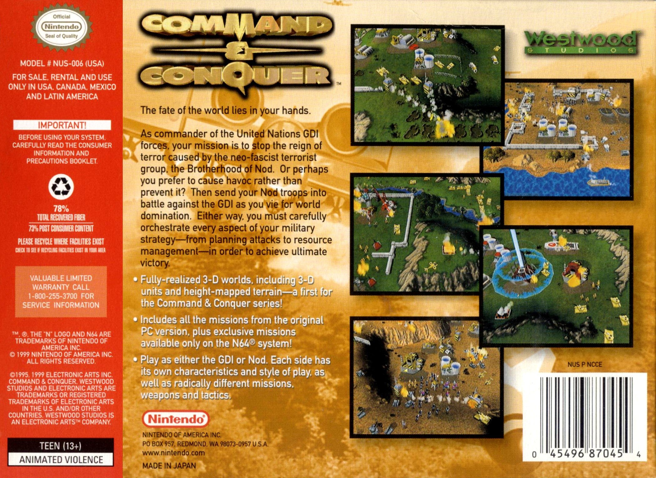 Command & Conquer N64 - Video Game - Used - CaveGamers - Image 2