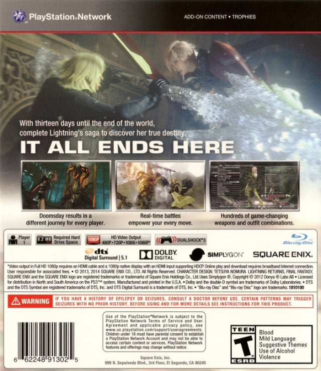 Lightning Returns: Final Fantasy XIII PS3 - Video Game - Used - CaveGamers - Image 2