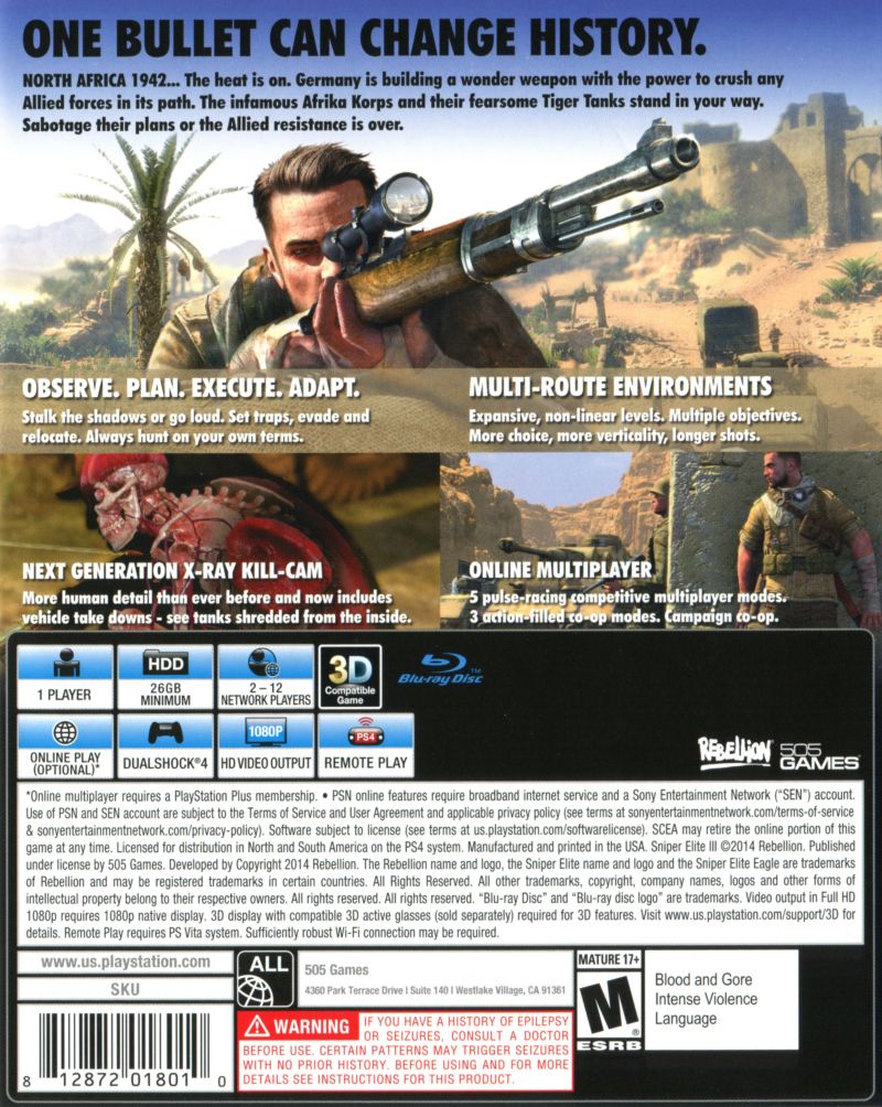 Sniper Elite III PS4 - Video Game - Used - CaveGamers - Image 2