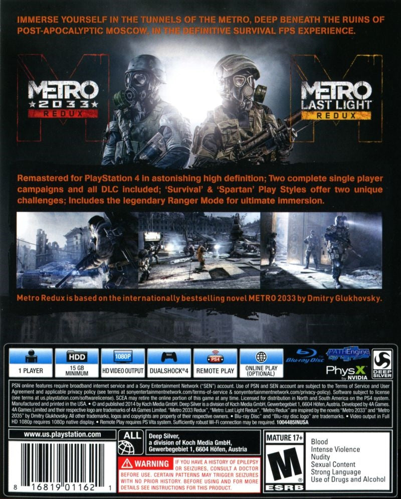 Metro Redux PS4 - Video Game - Used - CaveGamers - Image 2