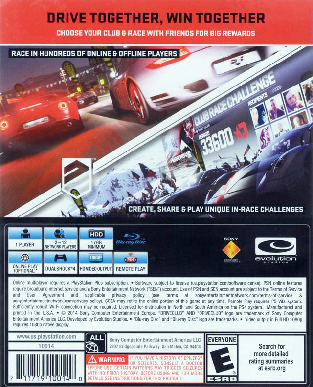 DriveClub PS4 - Video Game - Used - CaveGamers - Image 2