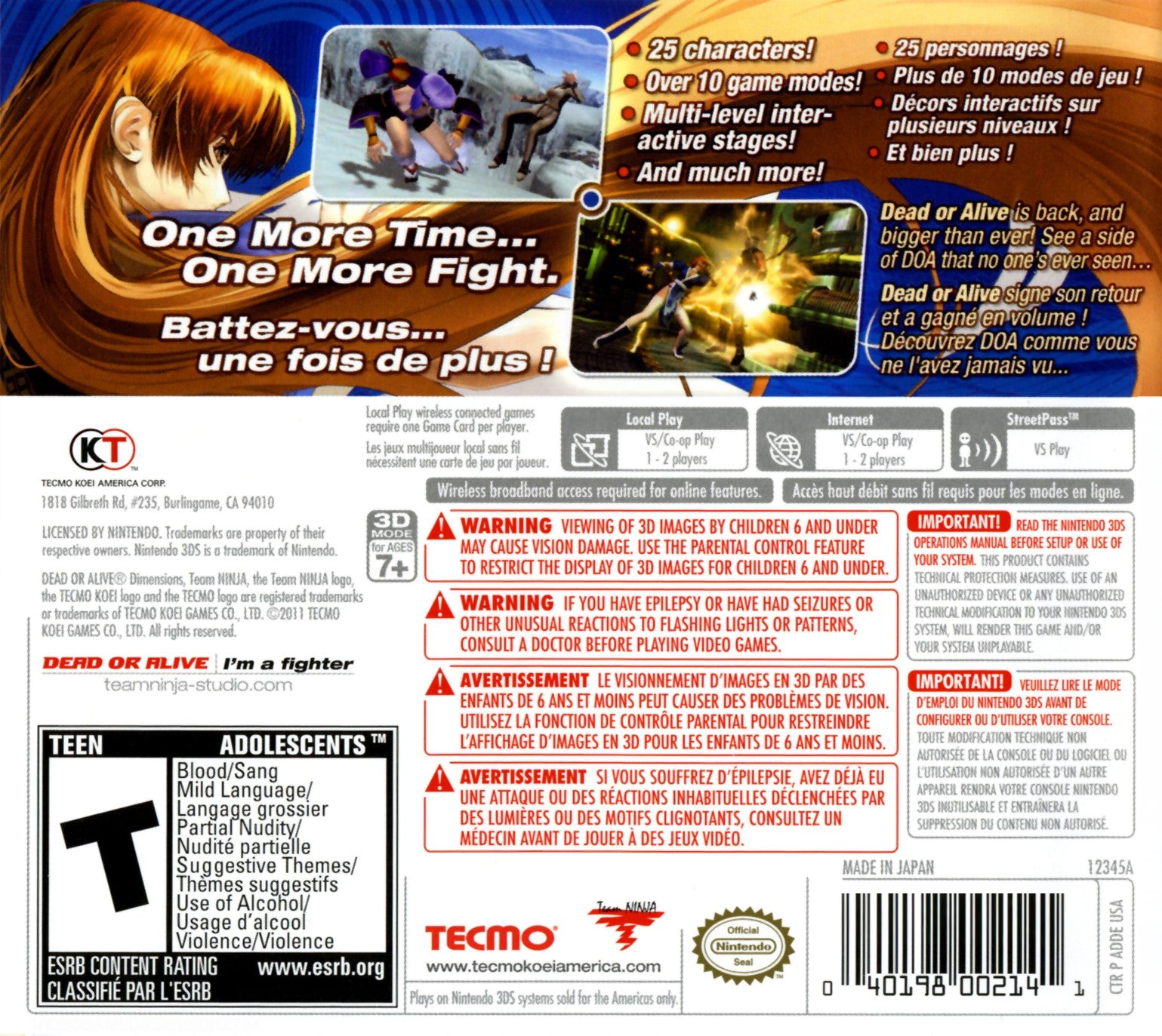 Dead or Alive Dimensions 3DS - Video Game - Used - CaveGamers - Image 2