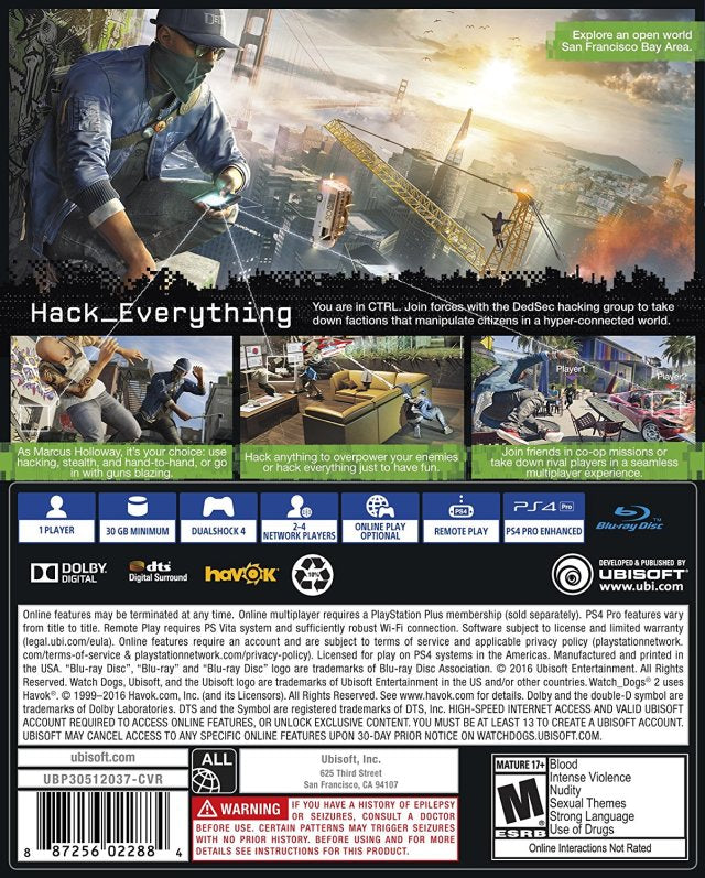 Watch Dogs 2 PS4 - Video Game - Used - CaveGamers - Image 2
