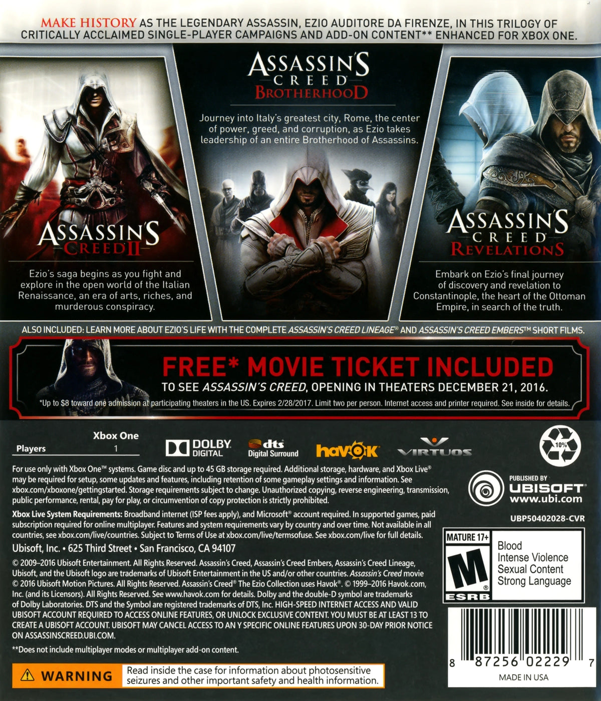 Assassin's Creed The Ezio Collection Xbox One - Video Game - Used - CaveGamers - Image 2