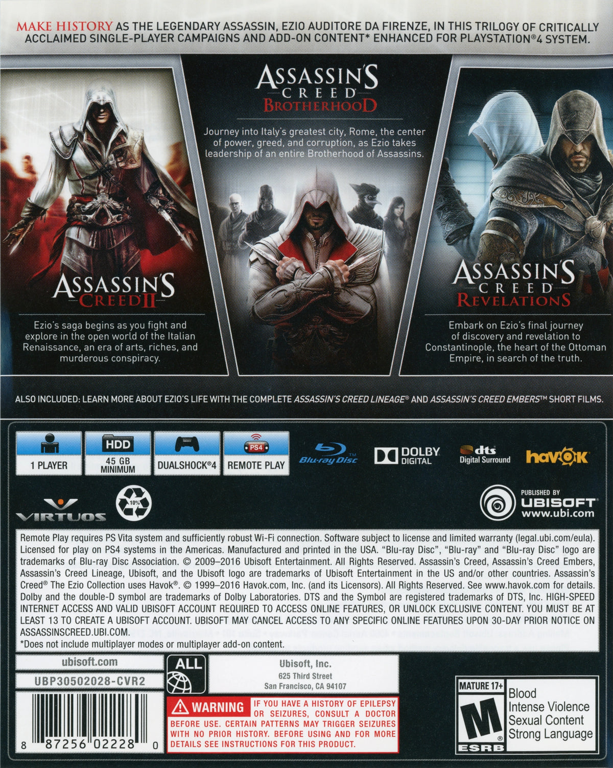 Assassin's Creed The Ezio Collection PS4 - Video Game - Used - CaveGamers - Image 2