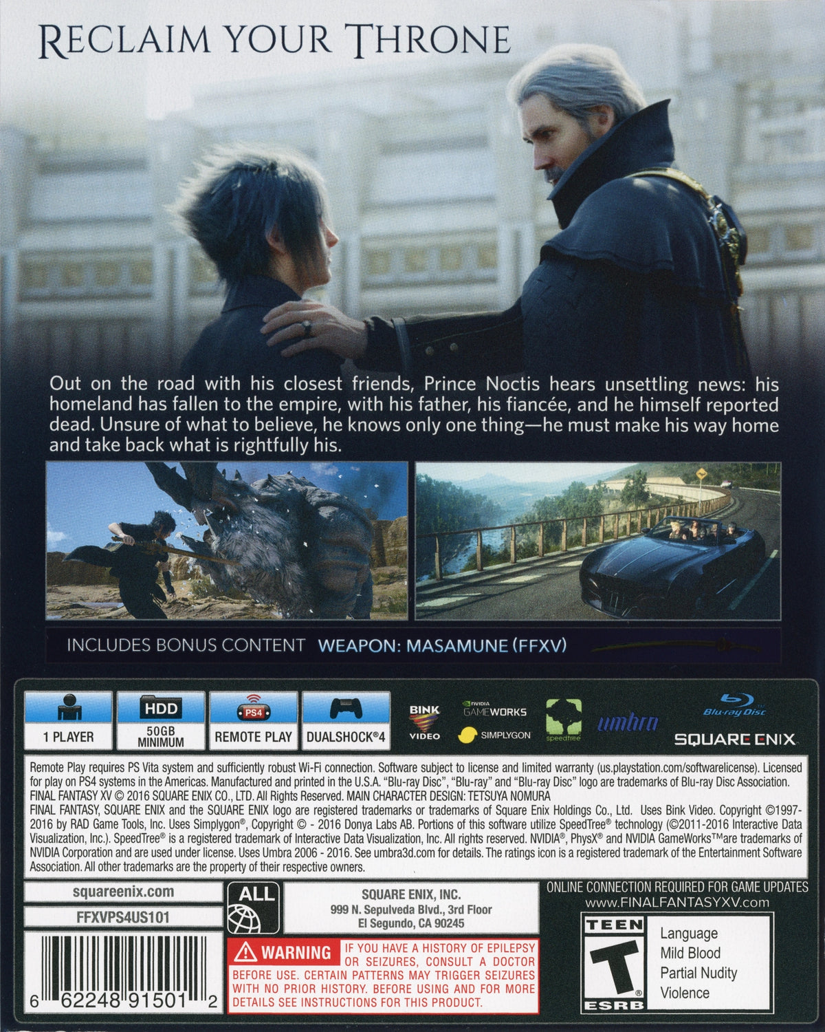 Final Fantasy XV PS4 - Video Game - Used - CaveGamers - Image 2