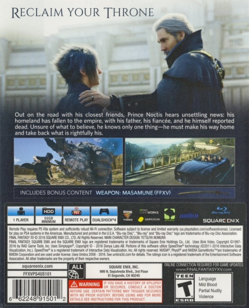 Final Fantasy XV PS4 - Video Game - Used - CaveGamers - Image 2