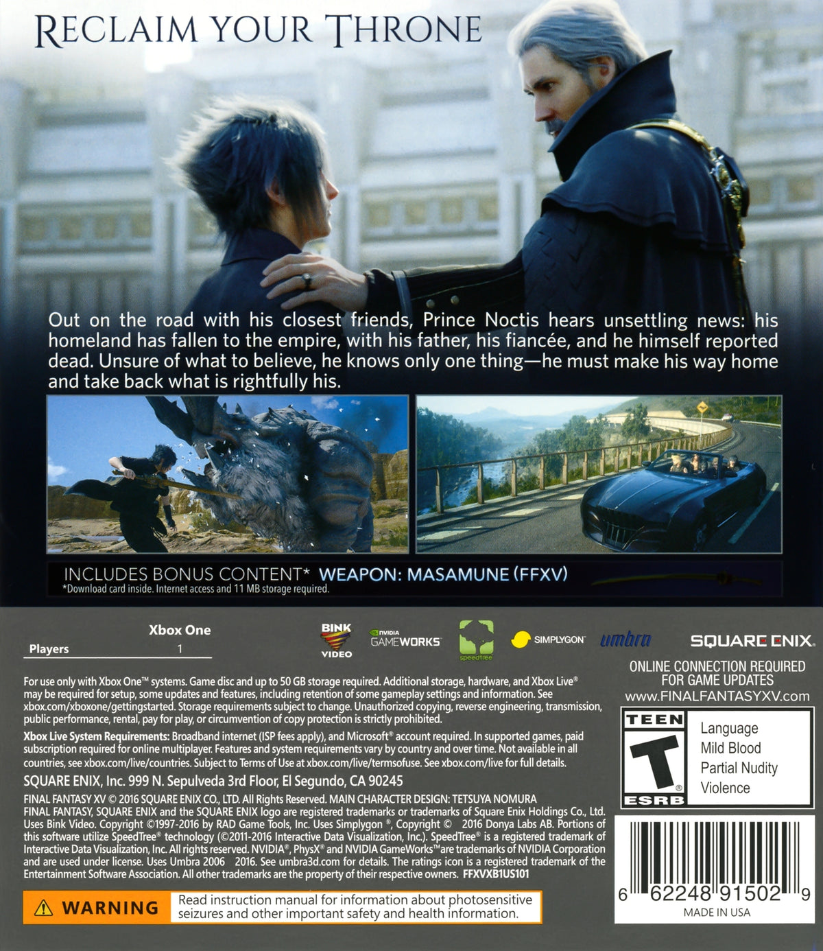 Final Fantasy XV Xbox One - Video Game - Used - CaveGamers - Image 2