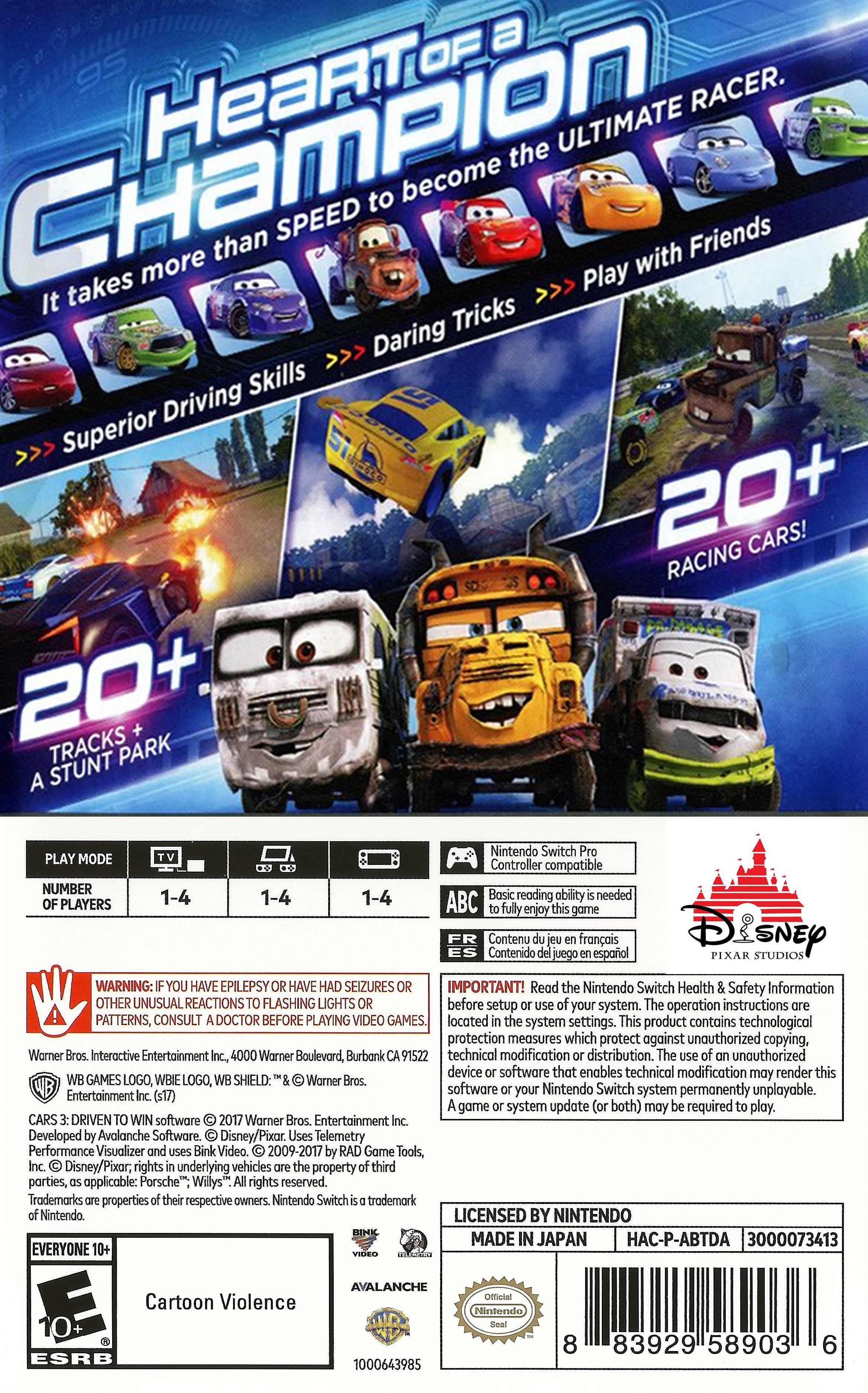 Cars 3 Driven to Win Switch - Video Game - Used - CaveGamers - Image 2