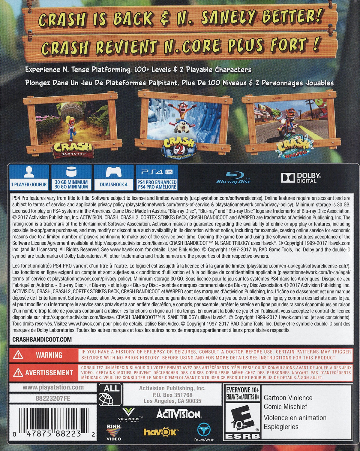 Crash Bandicoot N. Sane Trilogy PS4 - Video Game - Used - CaveGamers - Image 2