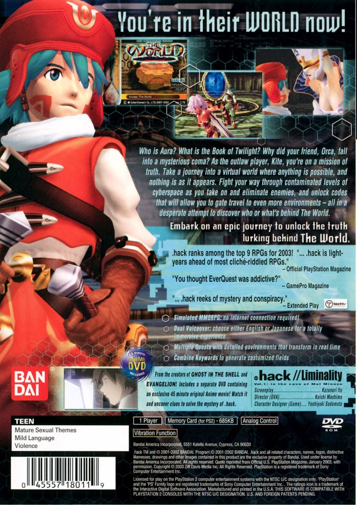 .hack Infection Part 1 PS2 - Video Game - Used - CaveGamers - Image 2