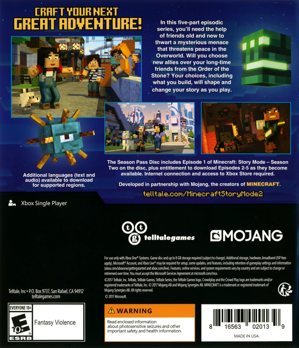 Minecraft: Story Mode Season Two Xbox One - Video Game - Used - CaveGamers - Image 2