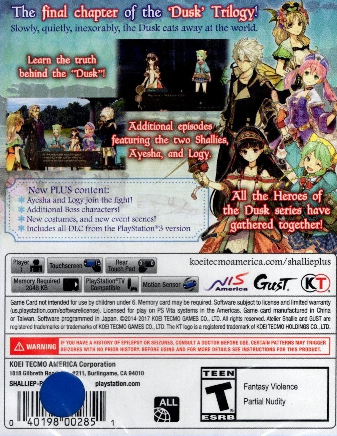Atelier Shallie Plus: Alchemists of the Dusk Sea PSV - Video Game - Used - CaveGamers - Image 2