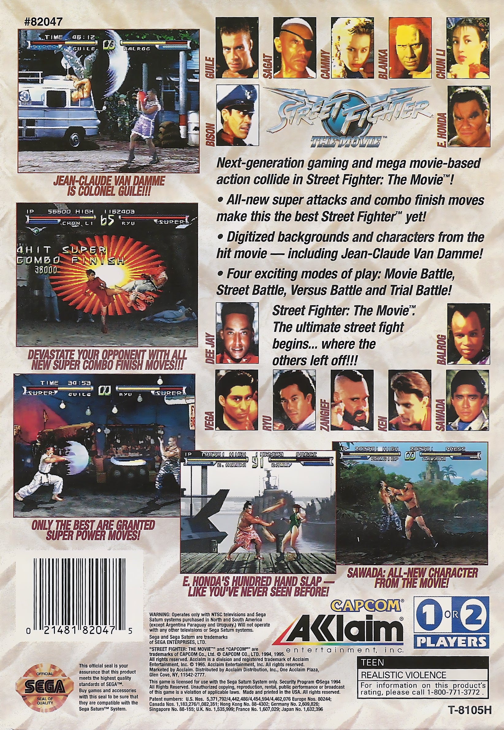 Street Fighter: The Movie Saturn - Video Game - Used - CaveGamers - Image 2