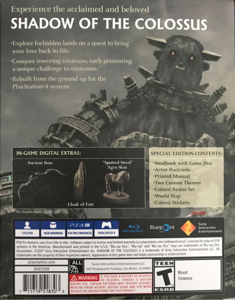 Shadow of the Colossus PS4 - Video Game - Used - CaveGamers - Image 2