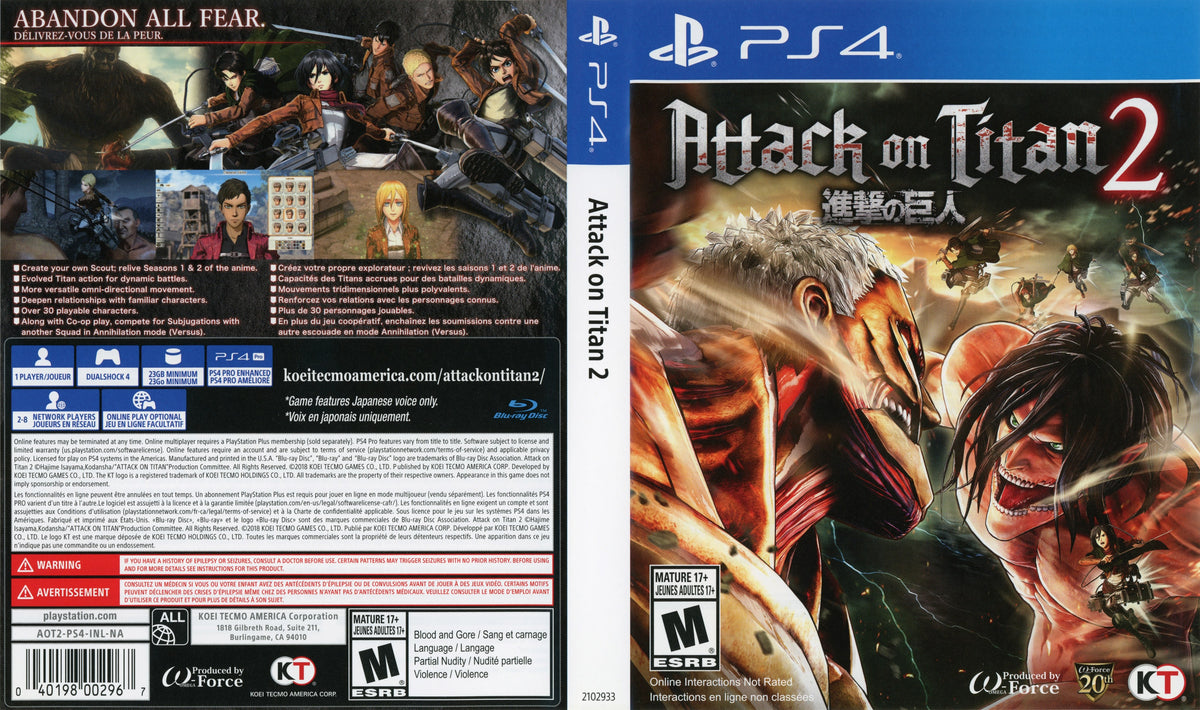 Attack on Titan 2 PS4 - Video Game - Used - CaveGamers - Image 3