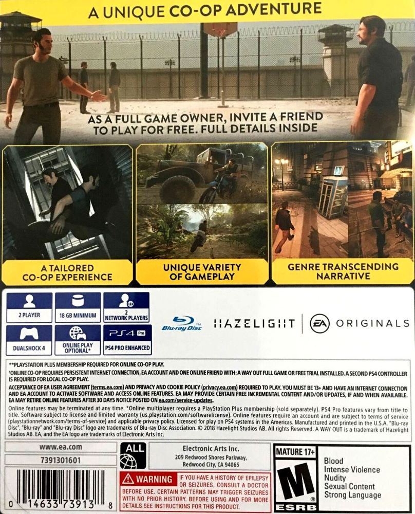 A Way Out PS4 - Video Game - Used - CaveGamers - Image 2