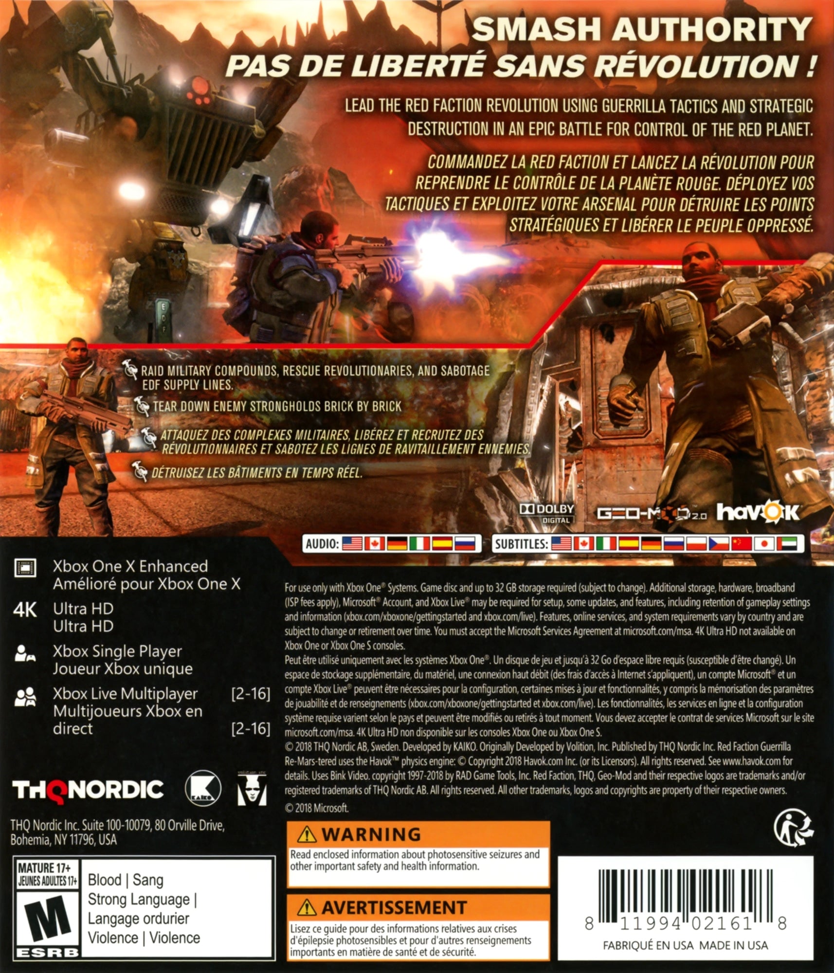 Red Faction: Guerrilla Re-Mars-tered Xbox One - Video Game - Used - CaveGamers - Image 2