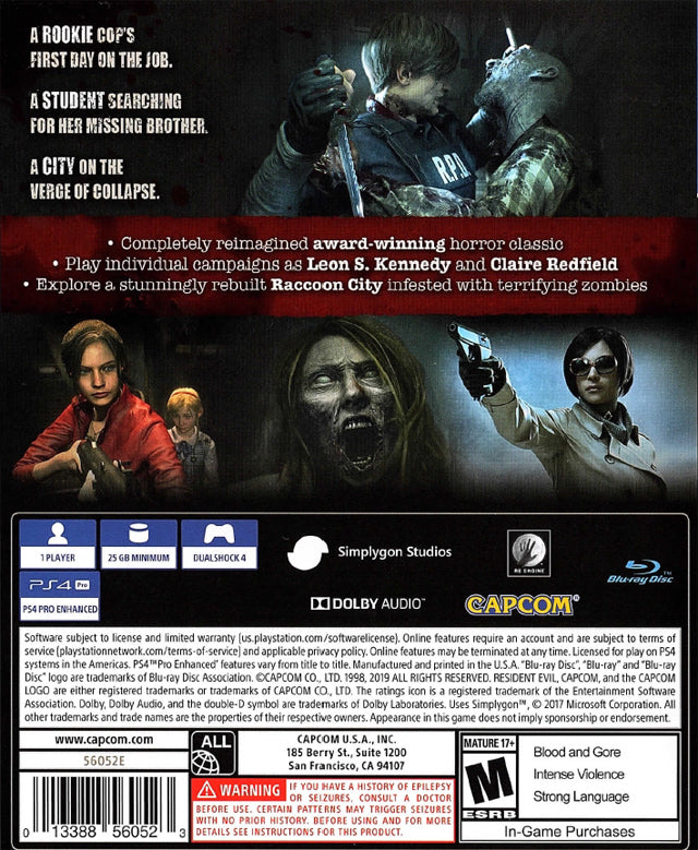 Resident Evil 2 PS4 - Video Game - Used - CaveGamers - Image 2