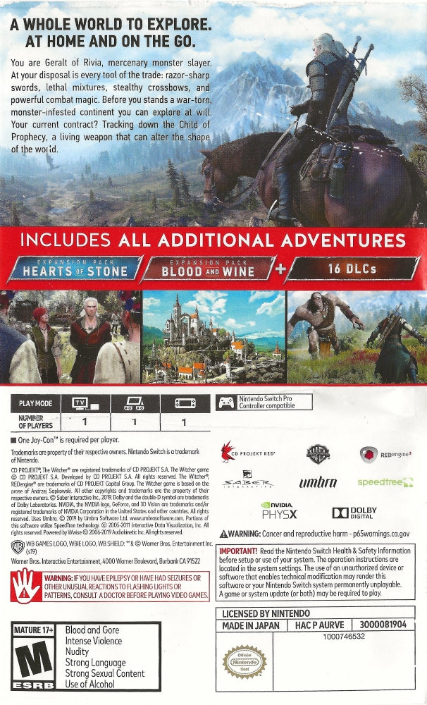Witcher 3 Wild Hunt Complete Edition Switch - Video Game - Used - CaveGamers - Image 2