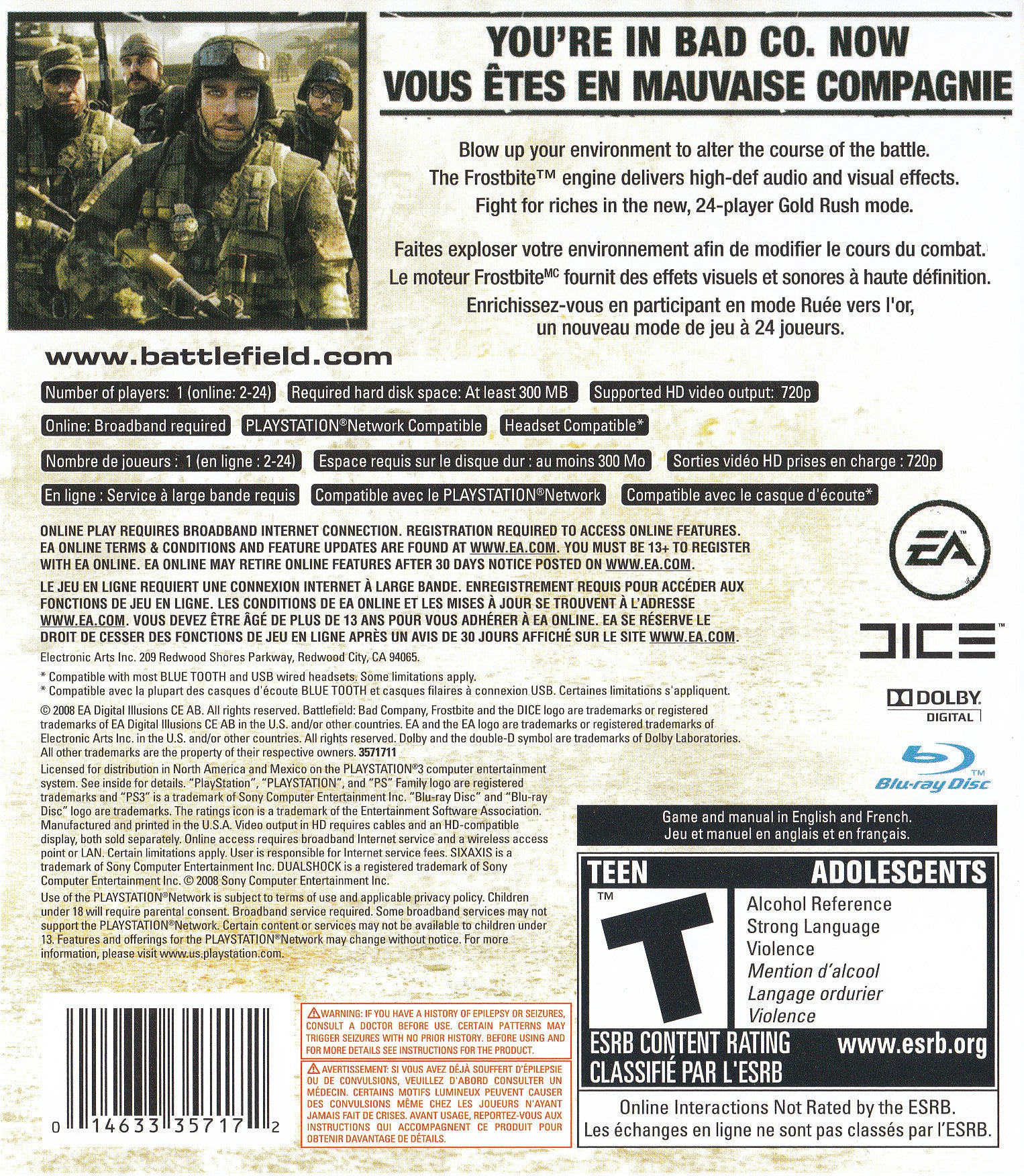 Battlefield Bad Company PS3 - Video Game - Used - CaveGamers - Image 2