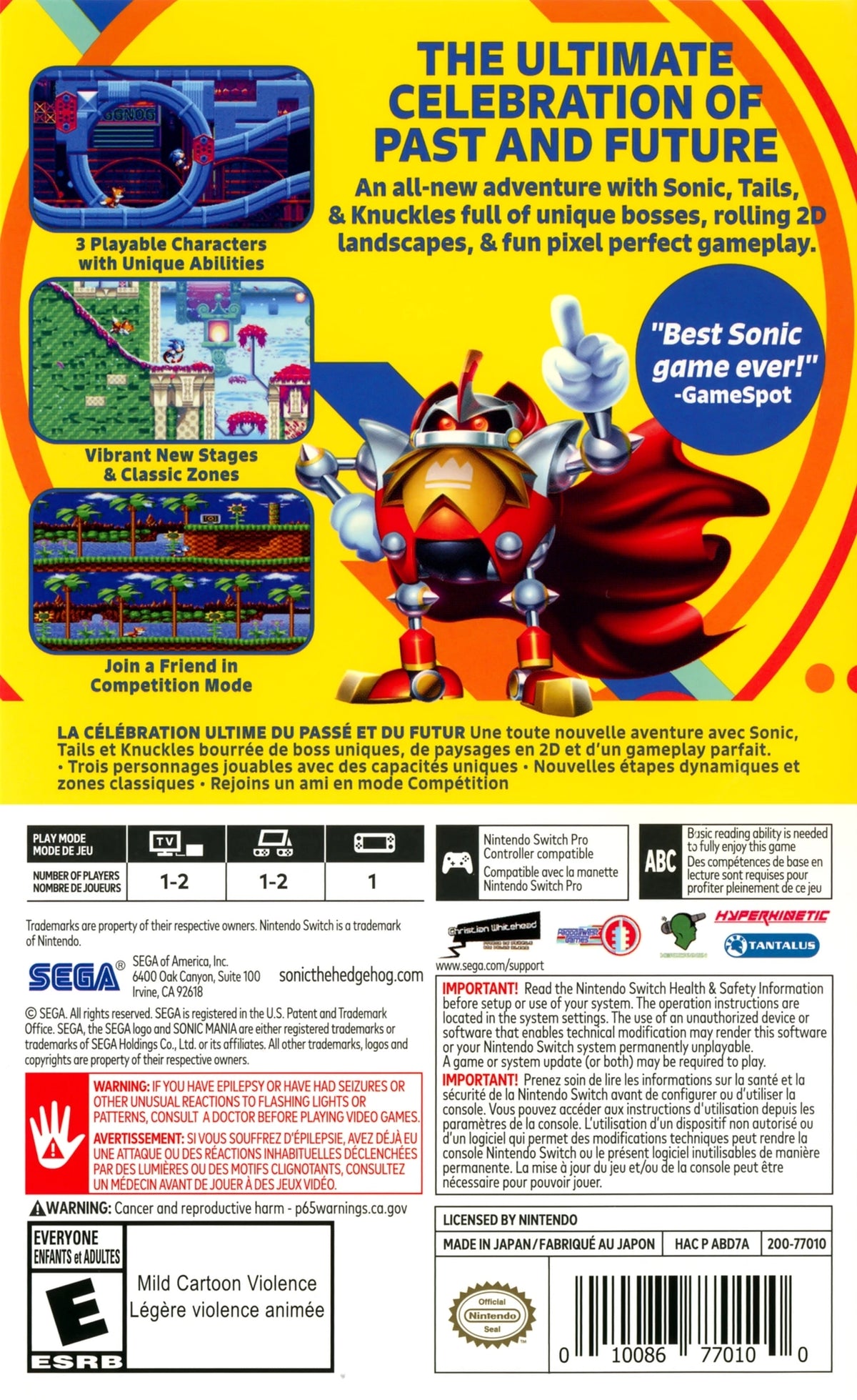 Sonic Mania Switch - Video Game - Used - CaveGamers - Image 2