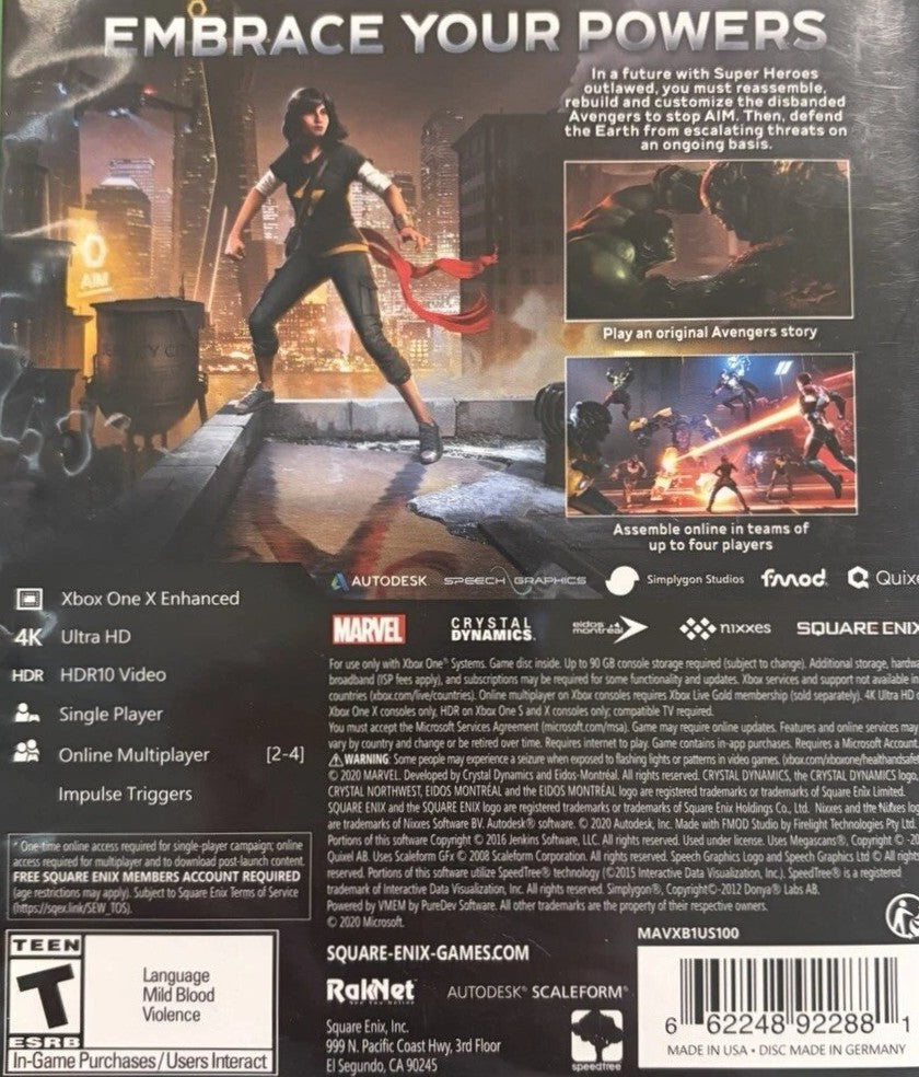 Marvel Avengers Xbox One - Video Game - Used - CaveGamers - Image 2