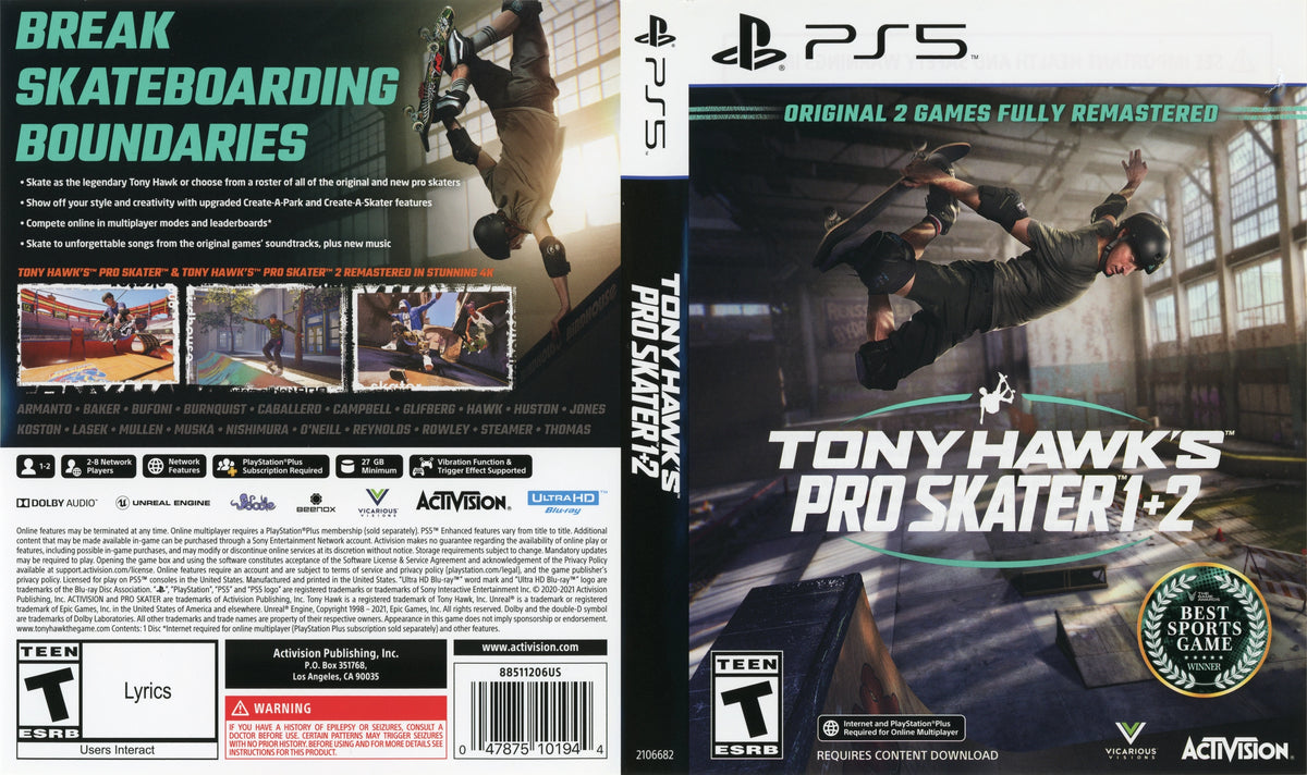 Tony Hawk's Pro Skater 1 + 2 PS5 - Video Game - Used - CaveGamers - Image 4