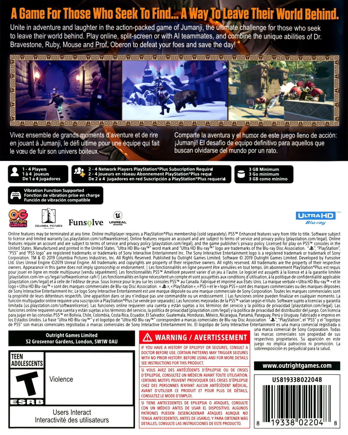 Jumanji: The Video Game PS5 - Video Game - Used - CaveGamers - Image 2