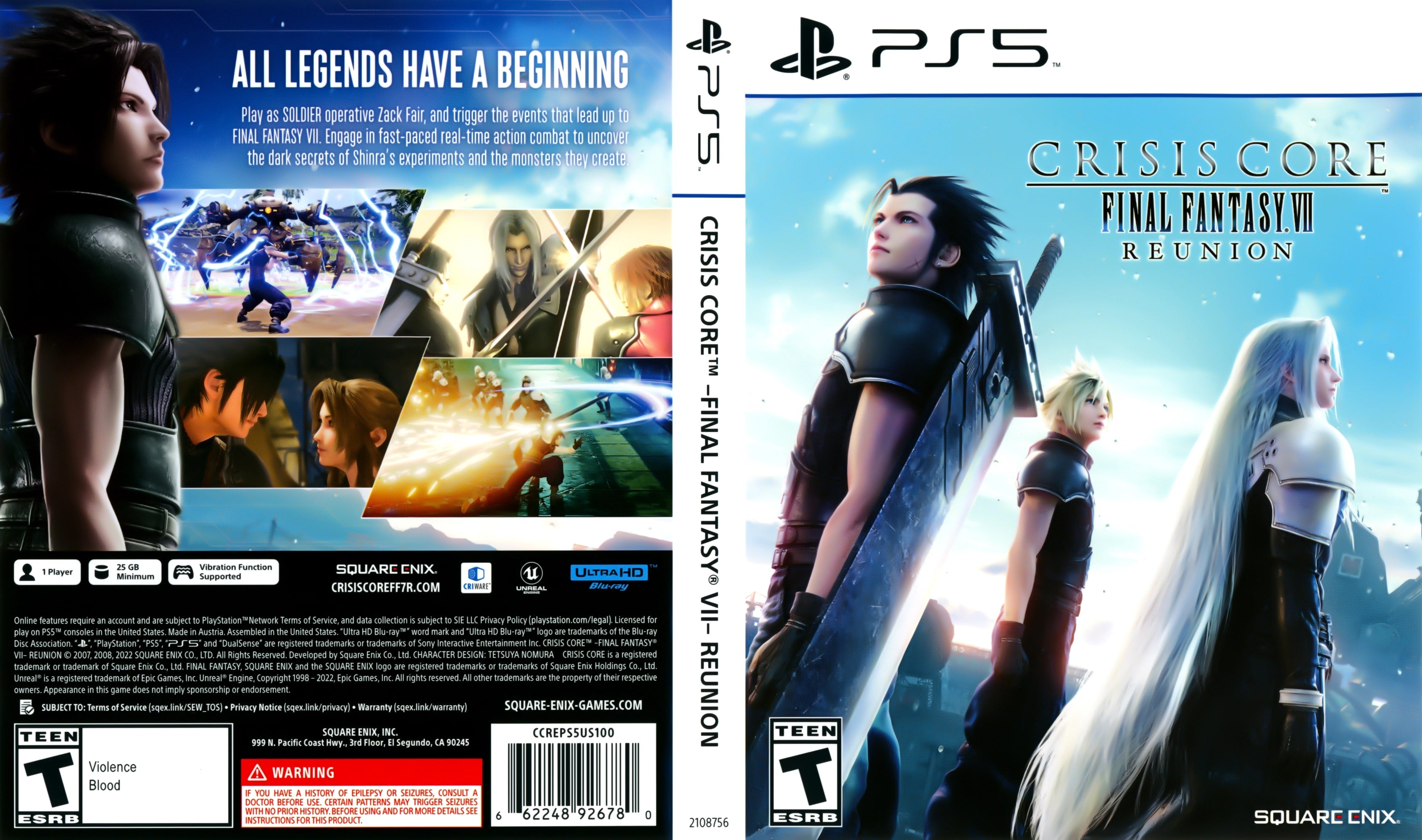 Crisis Core: Final Fantasy VII Reunion PS5 - Video Game - Used - CaveGamers - Image 3