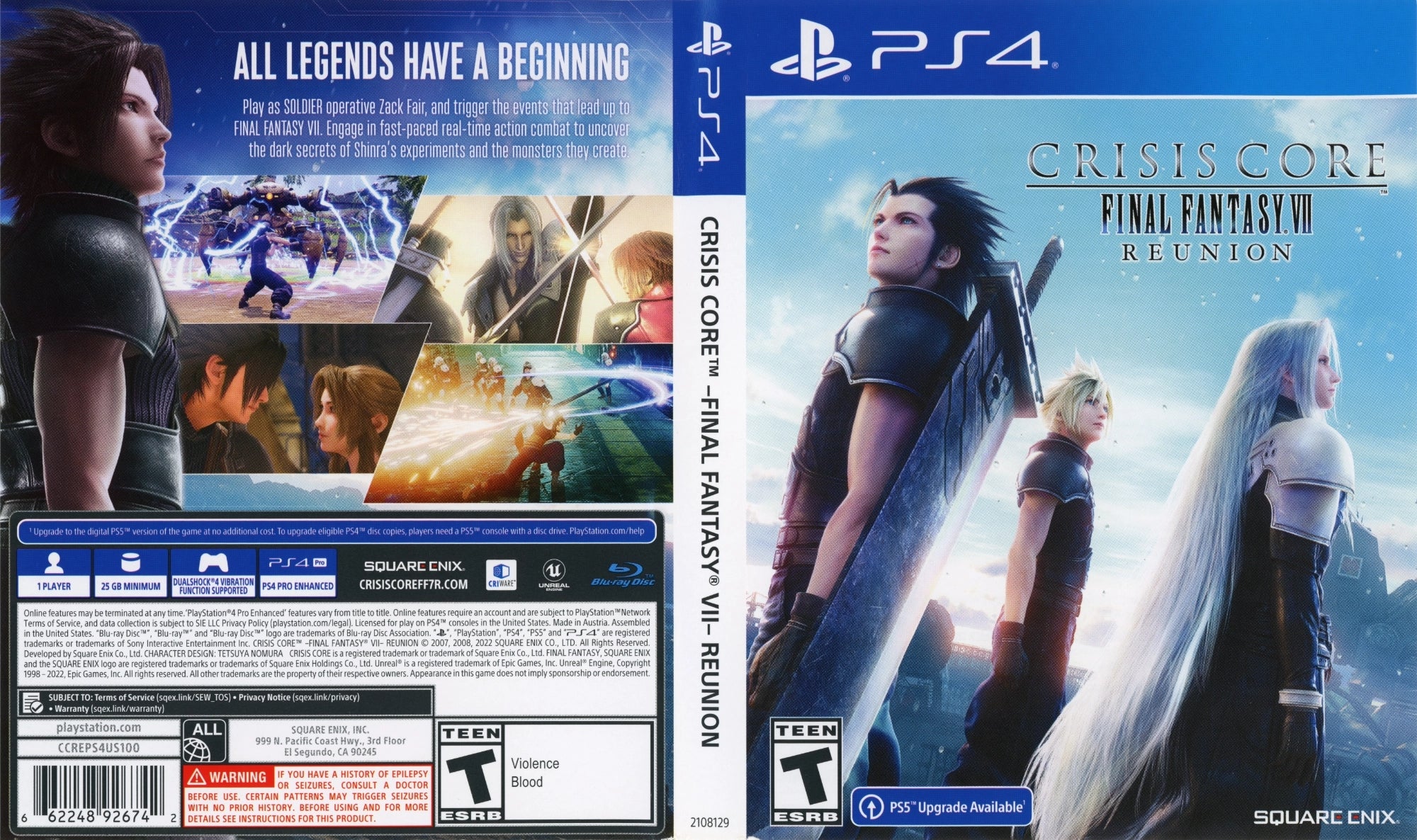 Crisis Core: Final Fantasy VII Reunion PS4 - Video Game - Used - CaveGamers - Image 3