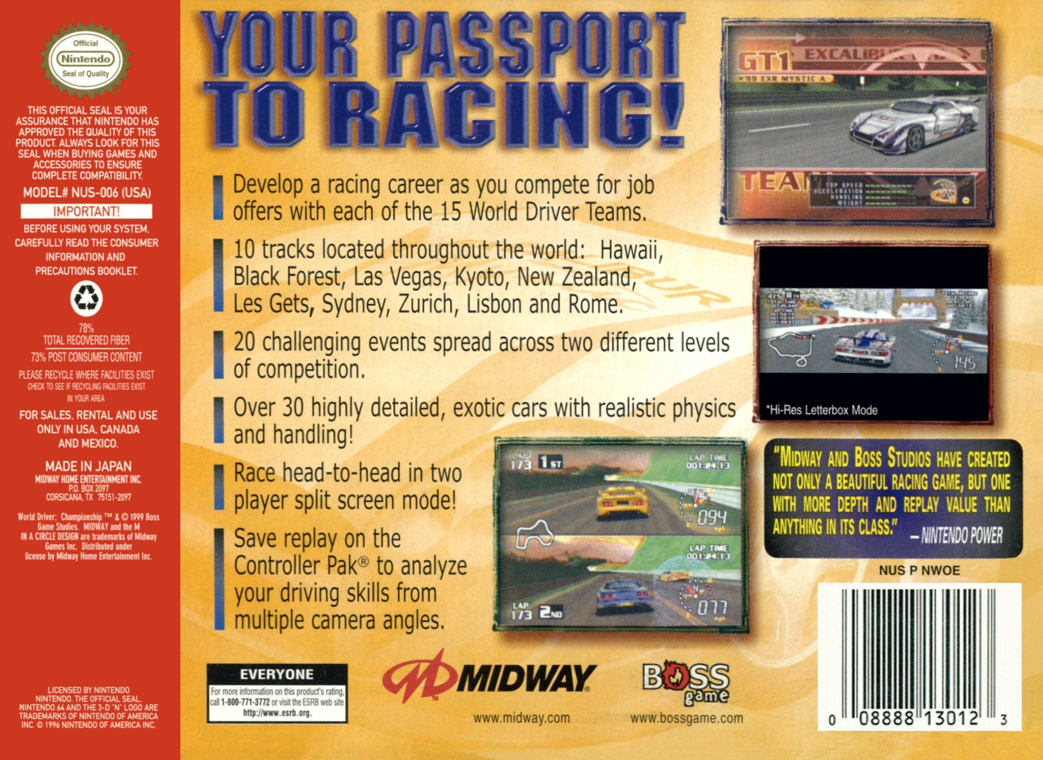 World Driver Championship N64 - Video Game - Used - CaveGamers - Image 2