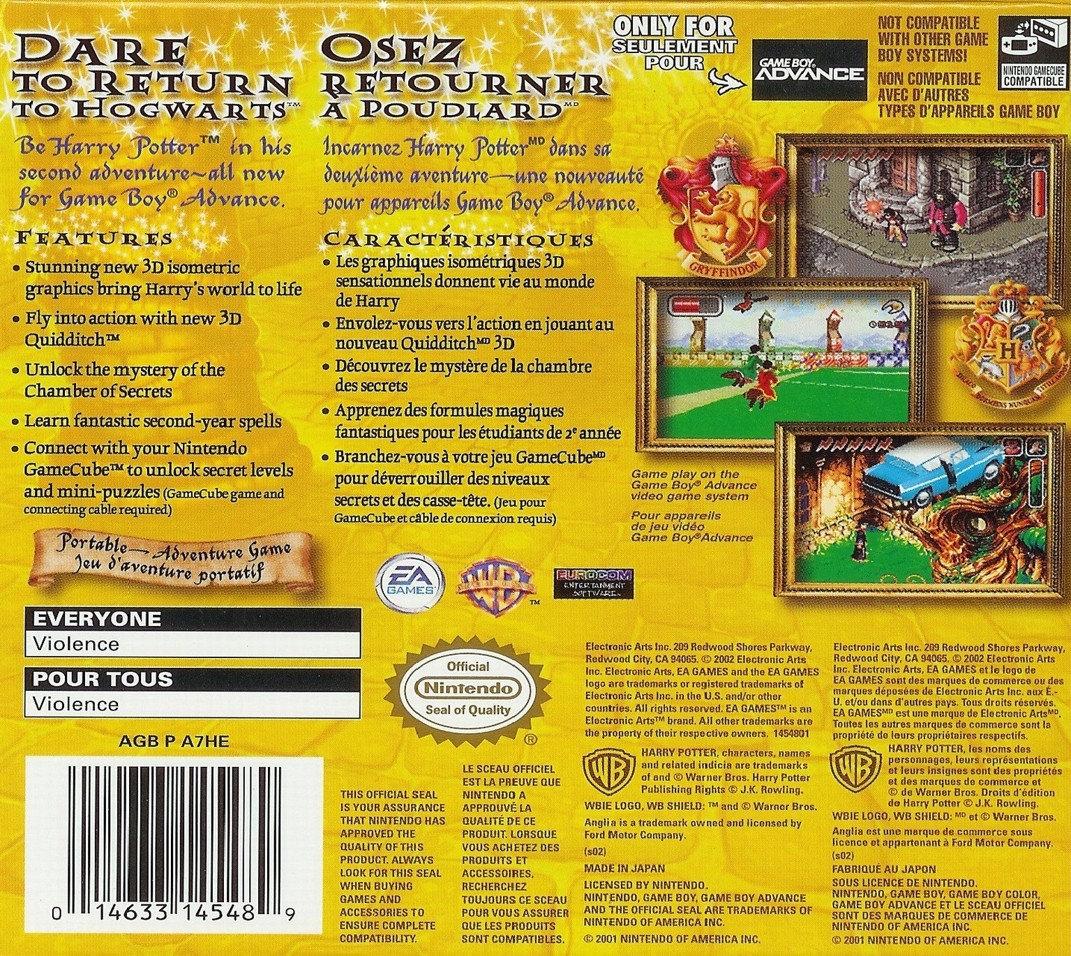 Harry Potter and the Chamber of Secrets Game Boy Advance - Video Game - Used - CaveGamers - Image 2