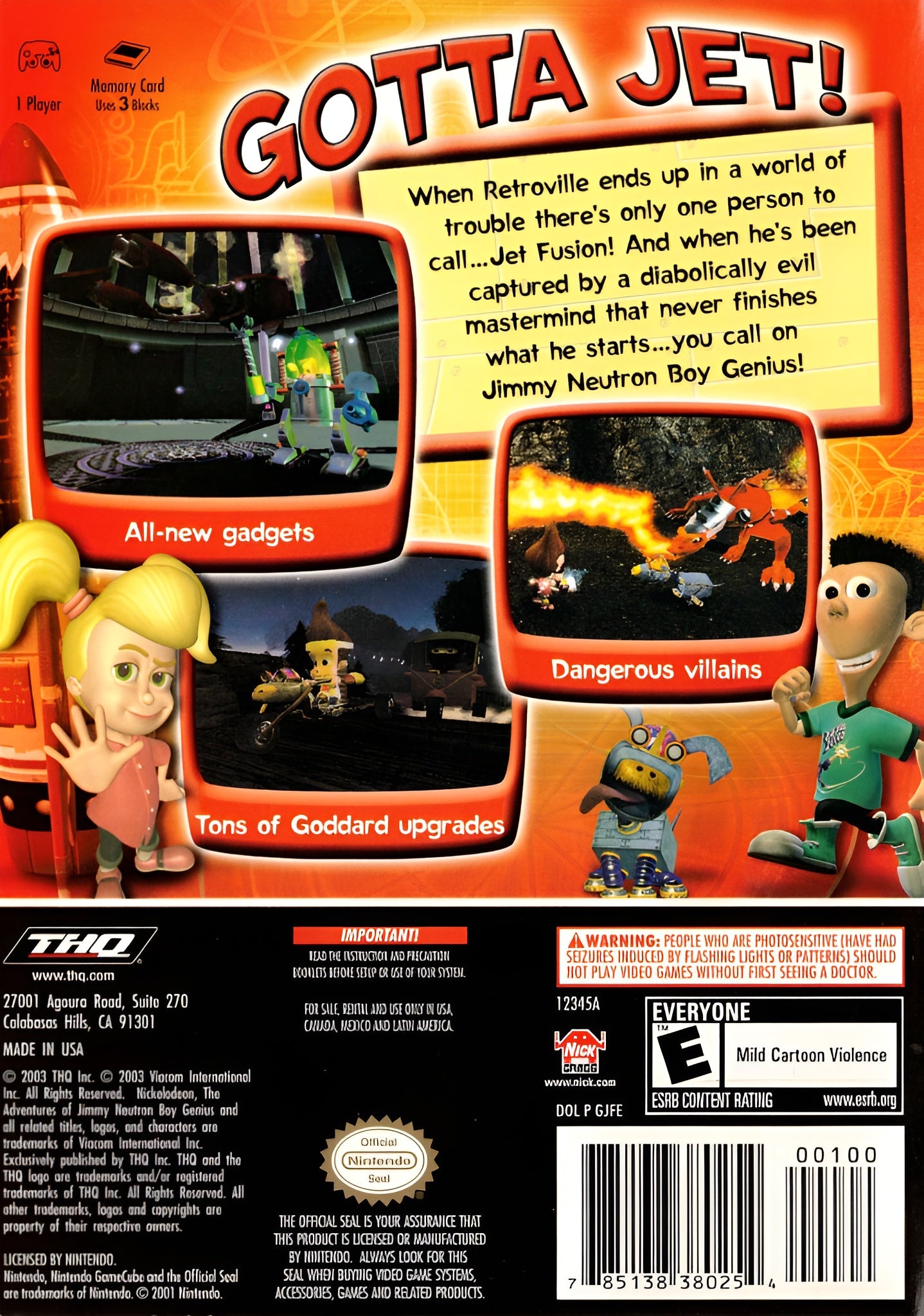 The Adventures of Jimmy Neutron, Boy Genius: Jet Fusion GameCube - Video Game - Used - CaveGamers - Image 2