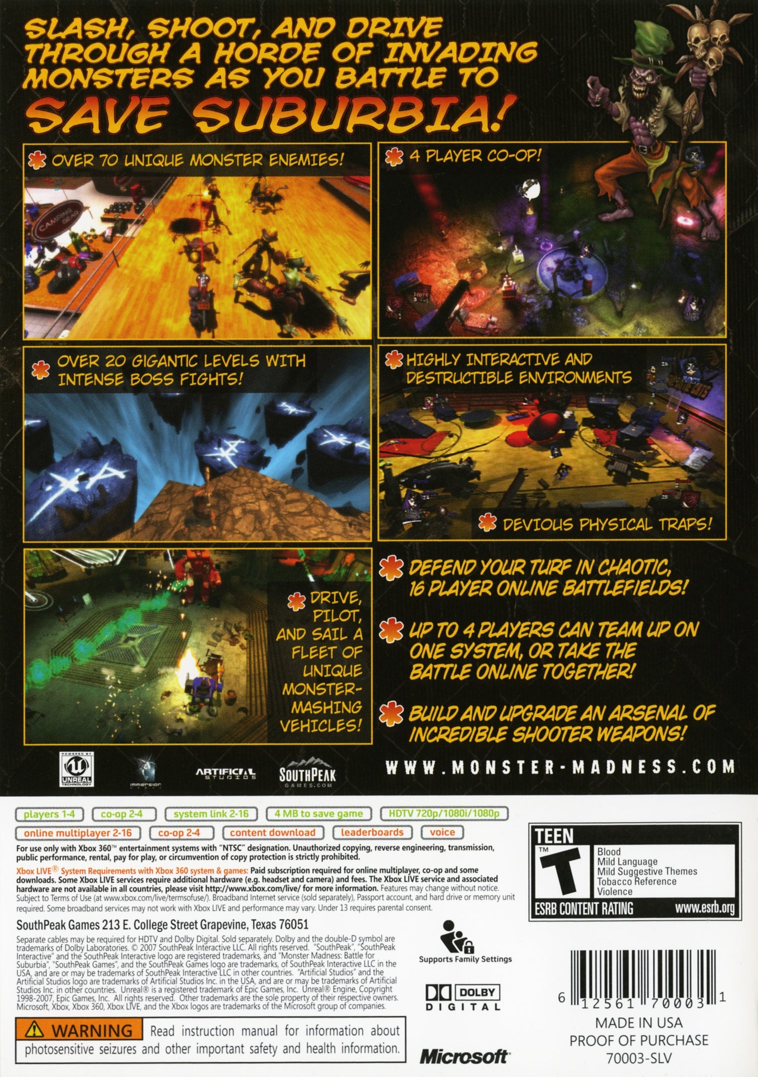 Monster Madness: Battle for Suburbia Xbox 360 - Video Game - Used - CaveGamers - Image 2