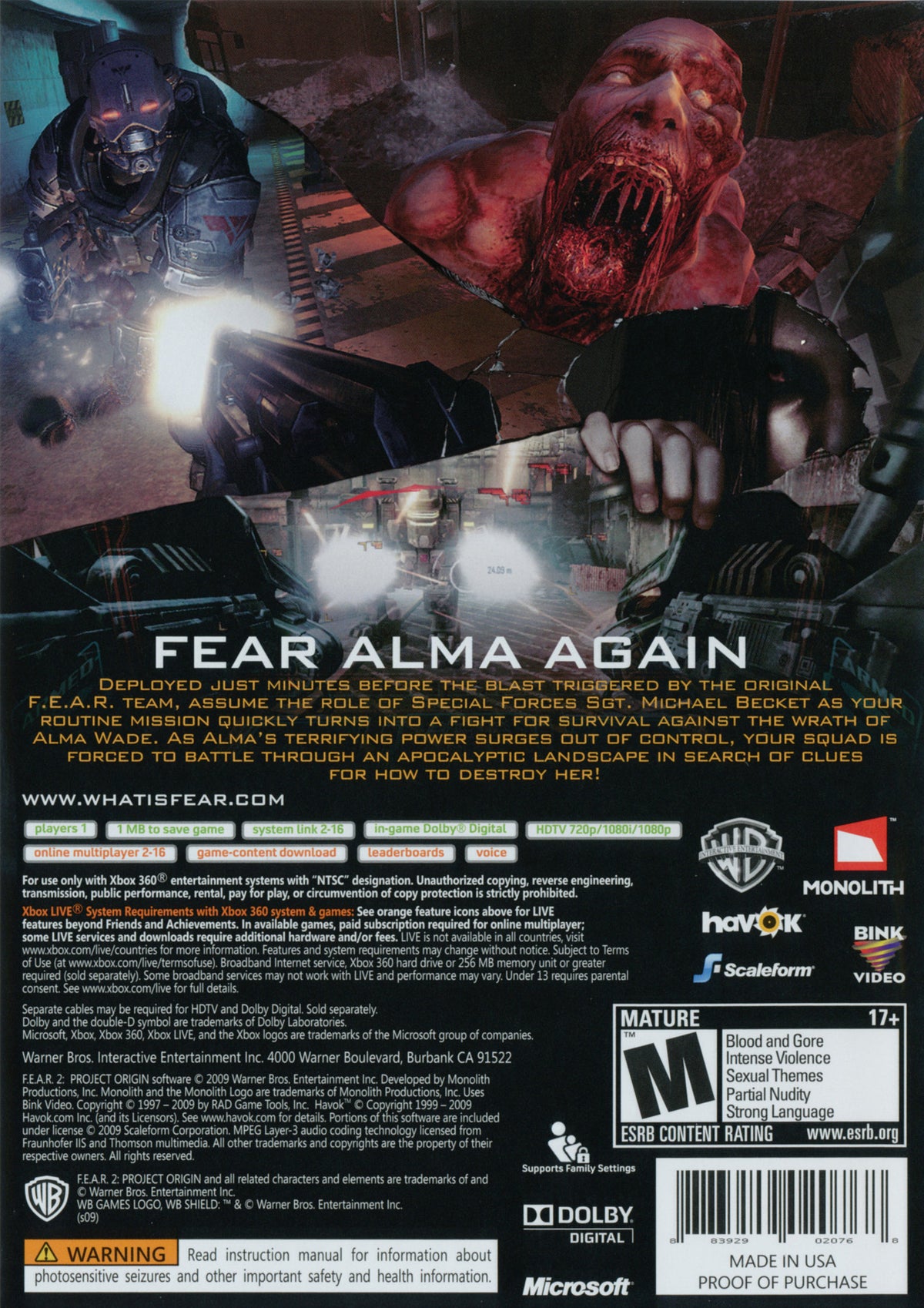 F.E.A.R. 2: Project Origin Xbox 360 - Video Game - Used - CaveGamers - Image 2