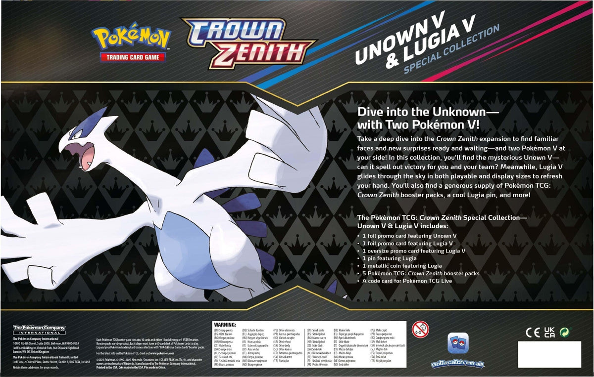 Pokemon TCG: Unown V & Lugia V Crown Zenith Box Set - Trading Card - New - CaveGamers - Image 3