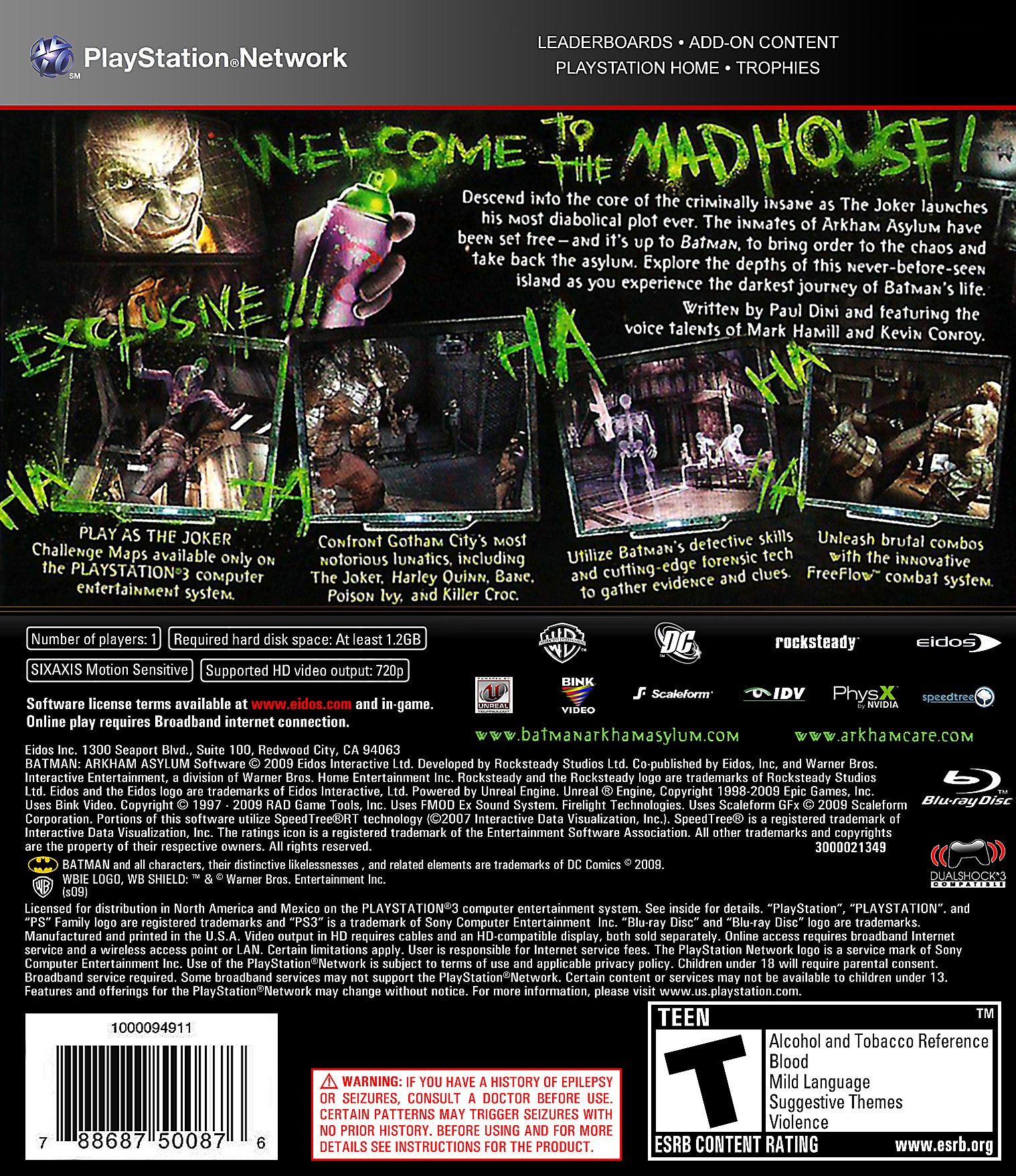 Batman: Arkham Asylum PS3 - Video Game - Used - CaveGamers - Image 2