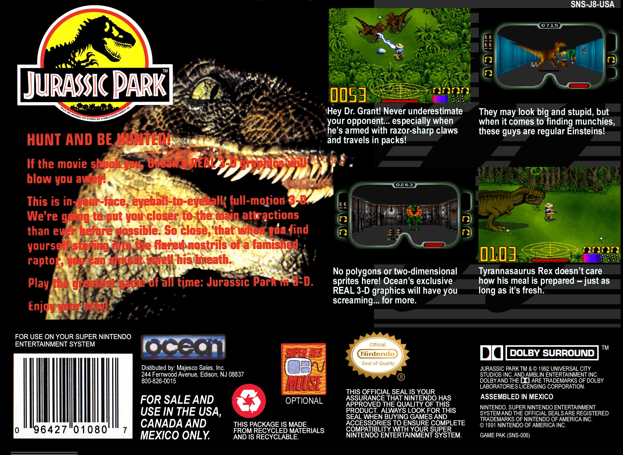 Jurassic Park SNES - Video Game - Used - CaveGamers - Image 2